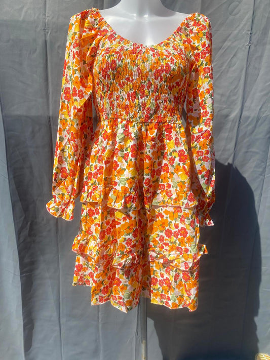 summer floral long sleeve dress