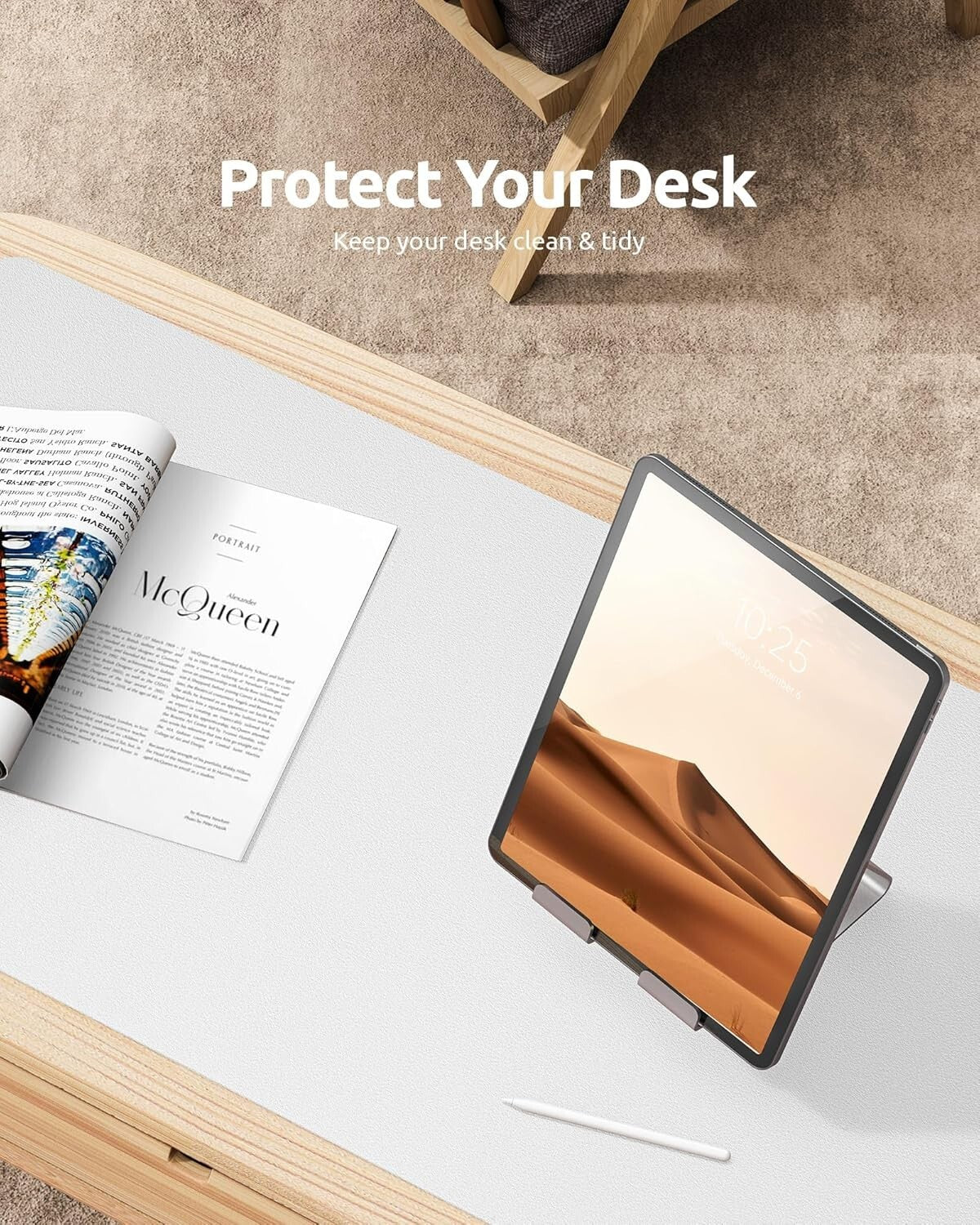 YSAGi PU Leather Desk Mat, Large Mouse Mat, Non-Slip Desk Pad Desk Protector Mat