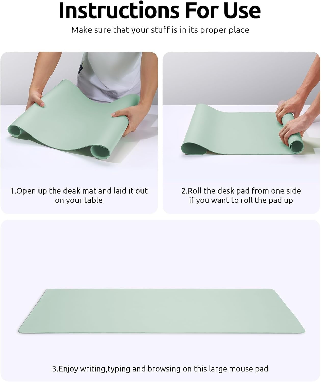 YSAGi PU Leather Desk Mat, Large Mouse Mat, Non-Slip Desk Pad Desk Protector Mat