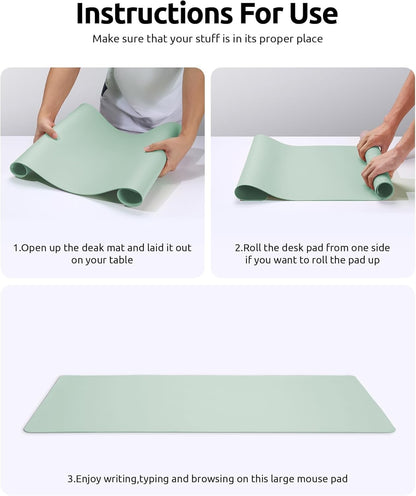 YSAGi PU Leather Desk Mat, Large Mouse Mat, Non-Slip Desk Pad Desk Protector Mat