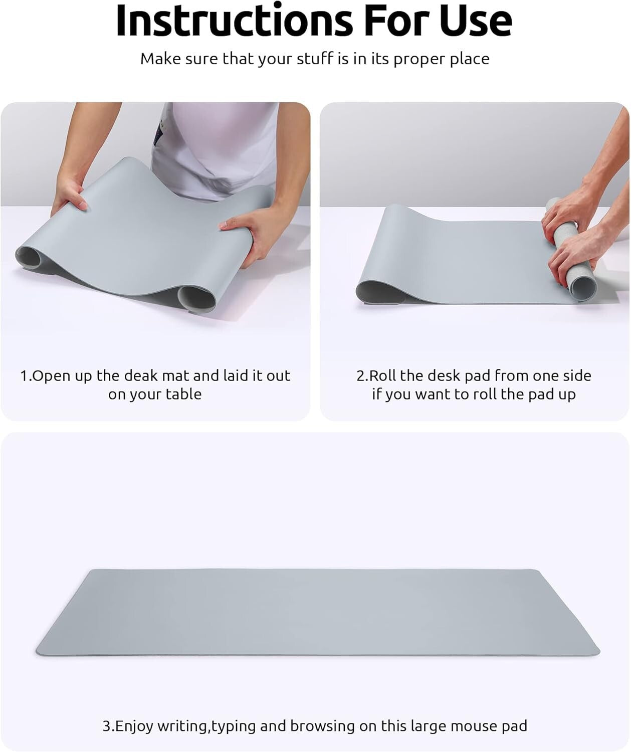 YSAGi PU Leather Desk Mat, Large Mouse Mat, Non-Slip Desk Pad Desk Protector Mat
