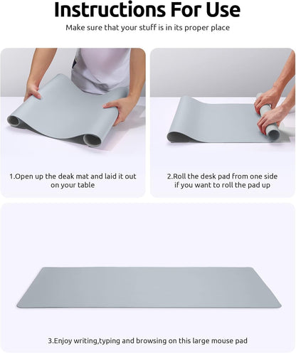 YSAGi PU Leather Desk Mat, Large Mouse Mat, Non-Slip Desk Pad Desk Protector Mat
