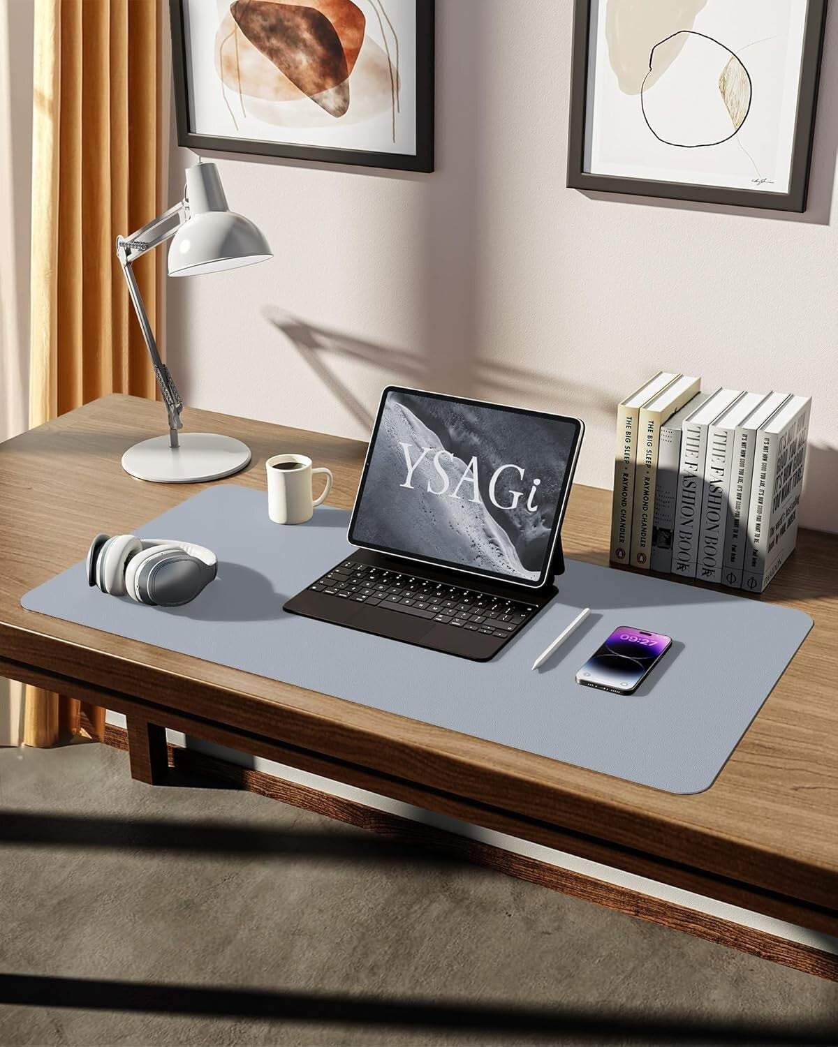 YSAGi PU Leather Desk Mat, Large Mouse Mat, Non-Slip Desk Pad Desk Protector Mat