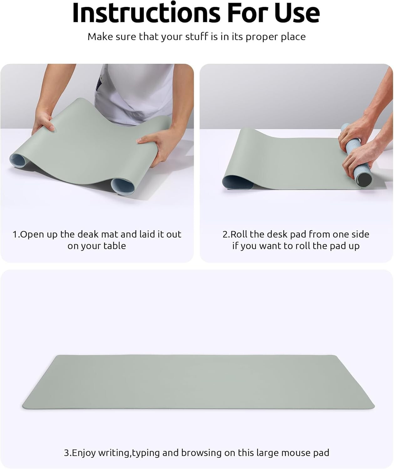 YSAGi PU Leather Desk Mat, Large Mouse Mat, Non-Slip Desk Pad Desk Protector Mat