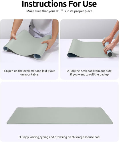 YSAGi PU Leather Desk Mat, Large Mouse Mat, Non-Slip Desk Pad Desk Protector Mat