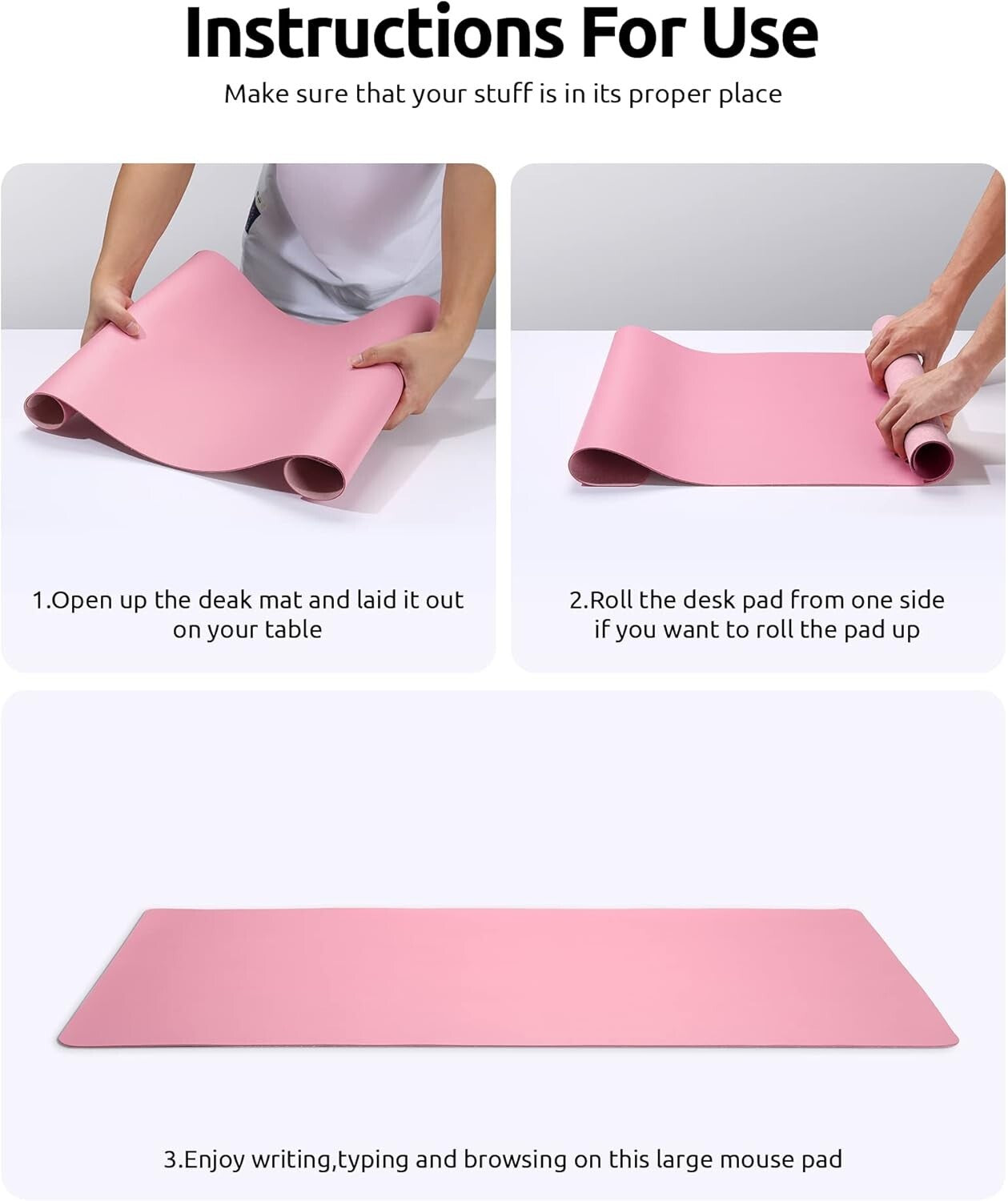 YSAGi PU Leather Desk Mat, Large Mouse Mat, Non-Slip Desk Pad Desk Protector Mat