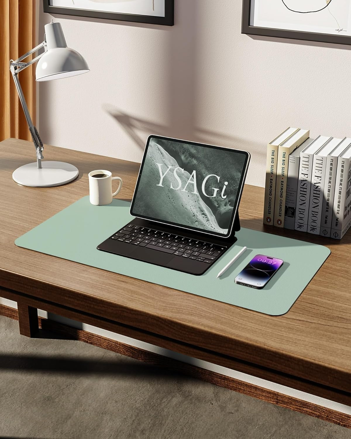 YSAGi PU Leather Desk Mat, Large Mouse Mat, Non-Slip Desk Pad Desk Protector Mat