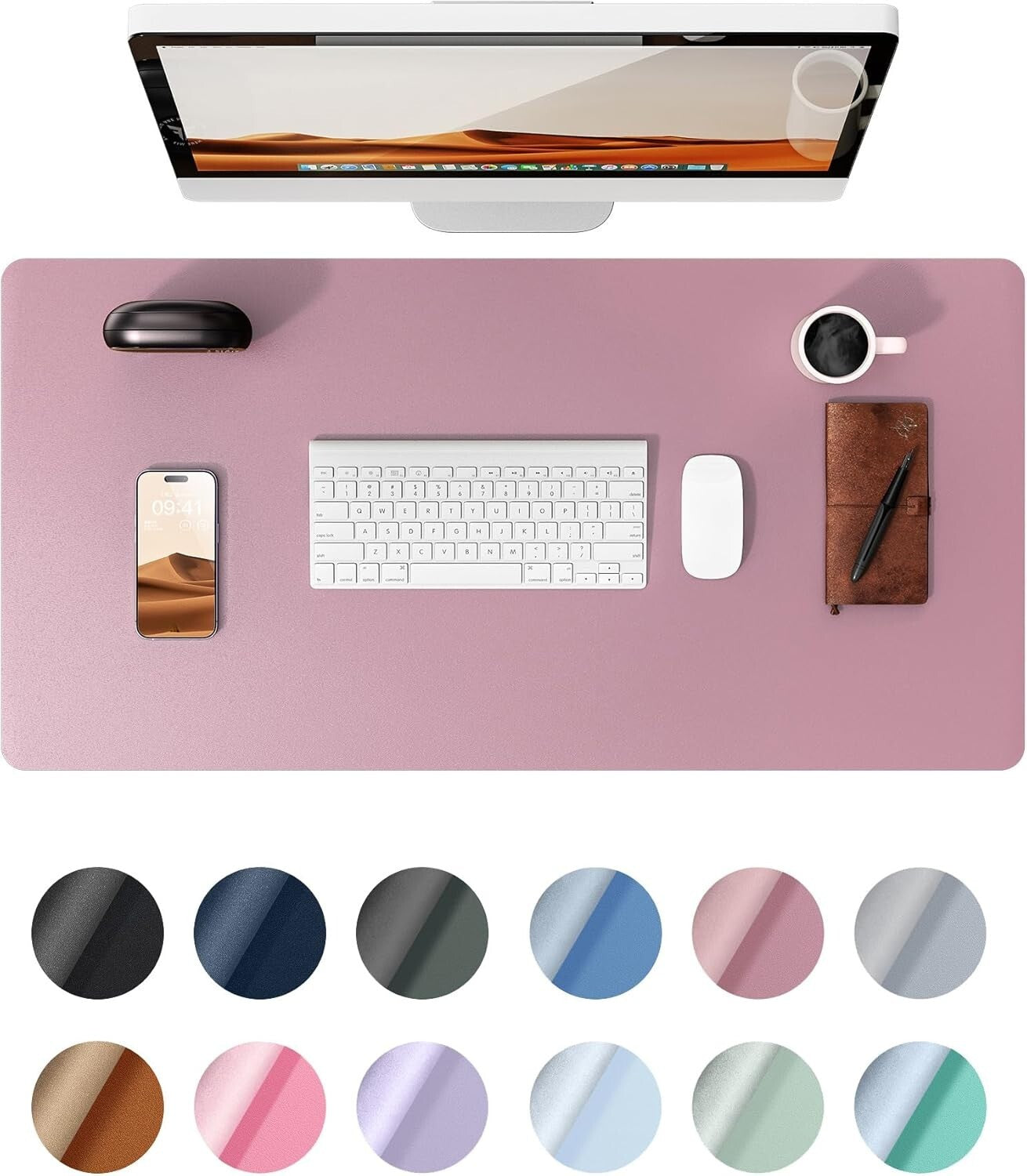 YSAGi PU Leather Desk Mat, Large Mouse Mat, Non-Slip Desk Pad Desk Protector Mat
