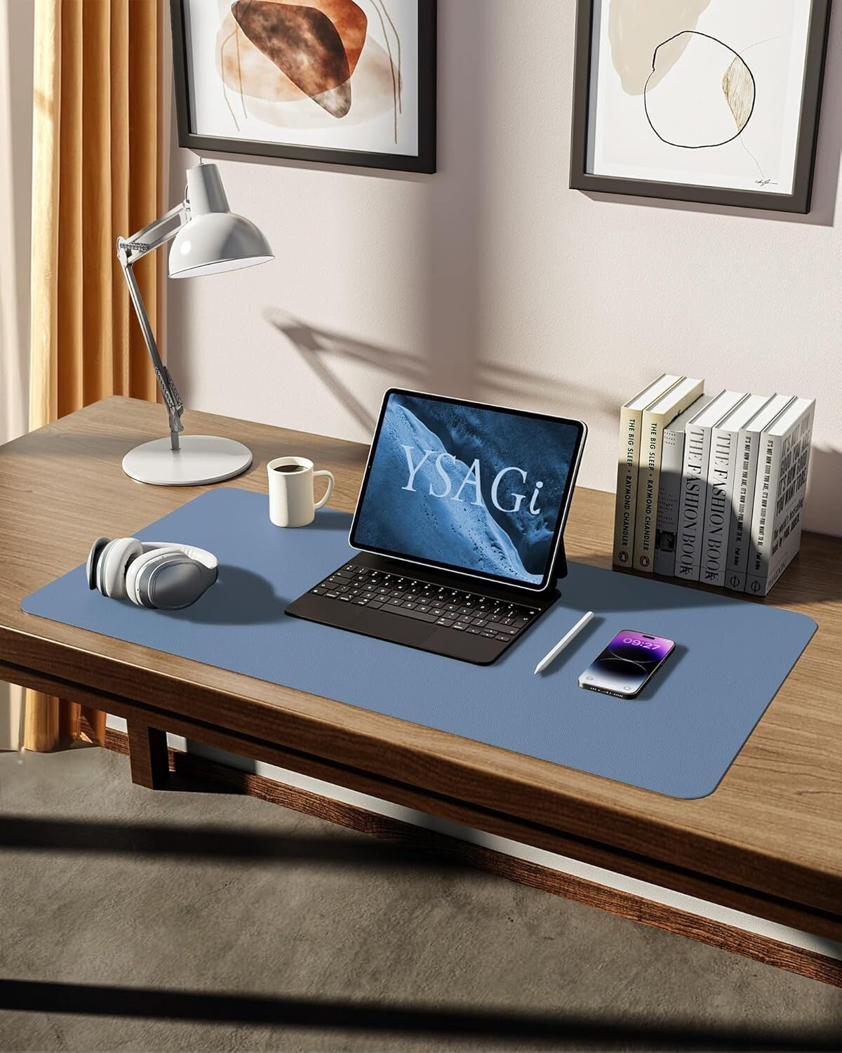 YSAGi PU Leather Desk Mat, Large Mouse Mat, Non-Slip Desk Pad Desk Protector Mat