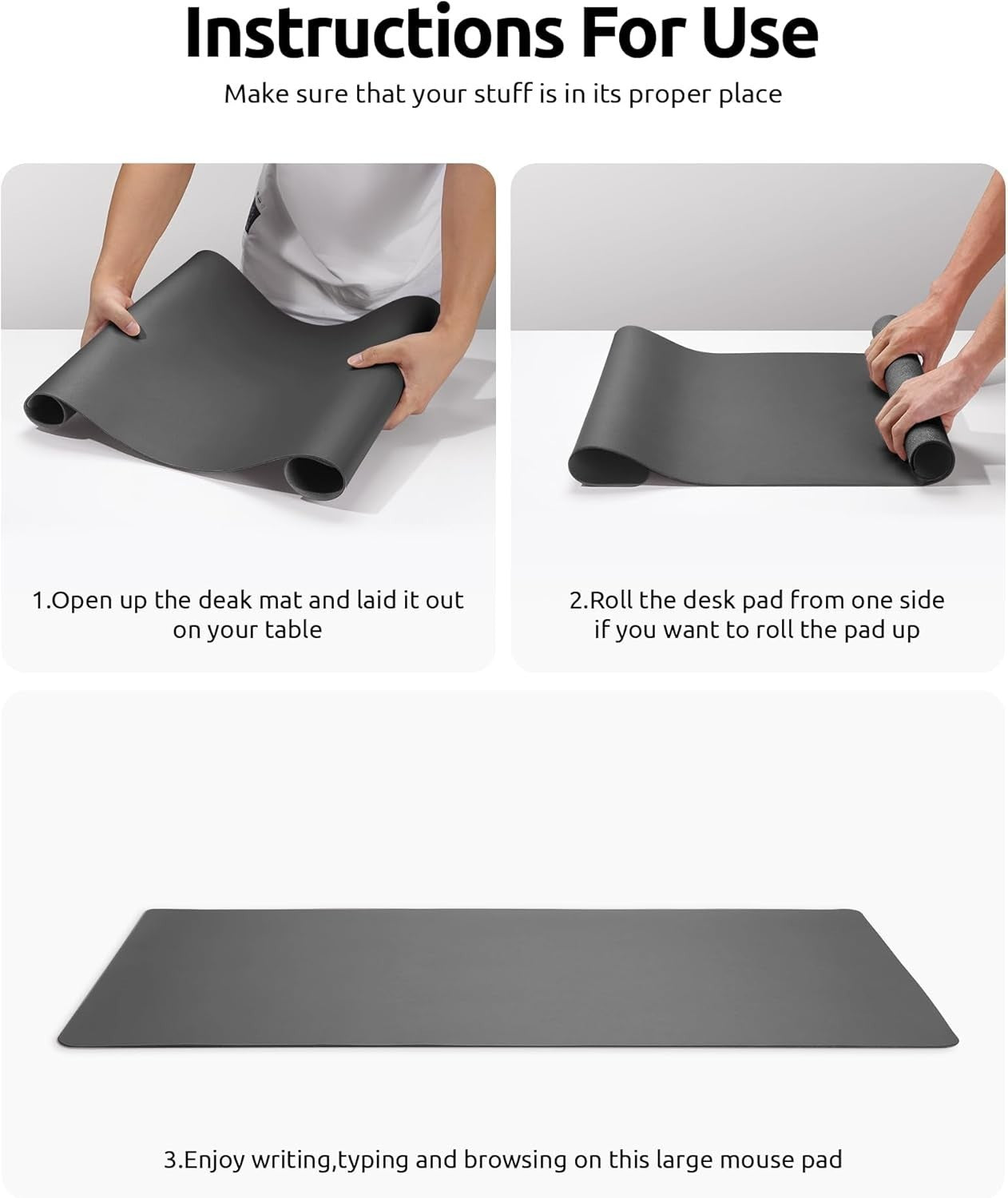 YSAGi PU Leather Desk Mat, Large Mouse Mat, Non-Slip Desk Pad Desk Protector Mat