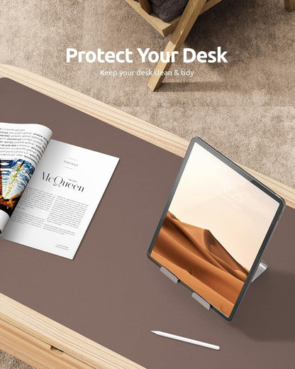 YSAGi PU Leather Desk Mat, Large Mouse Mat, Non-Slip Desk Pad Desk Protector Mat