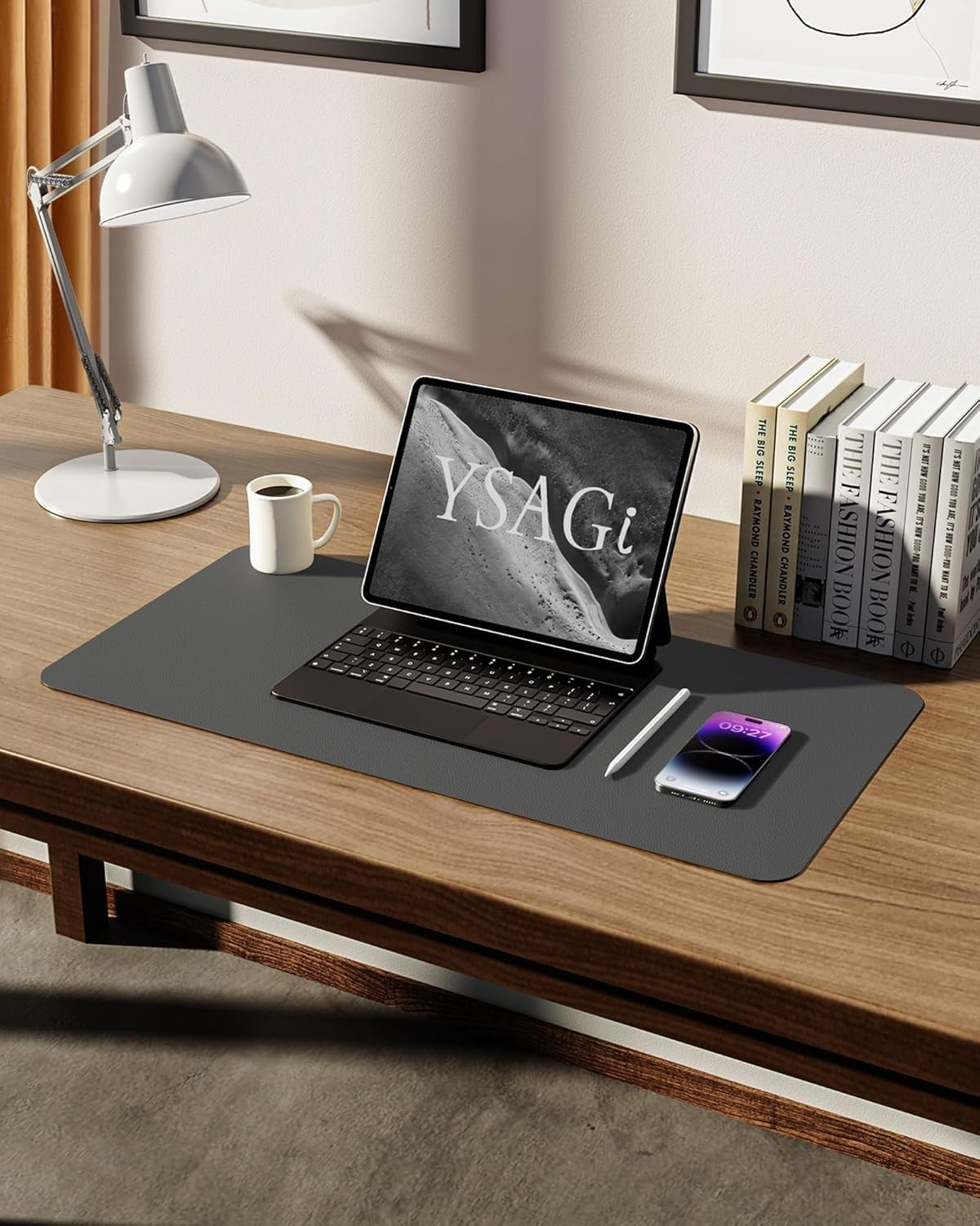 YSAGi PU Leather Desk Mat, Large Mouse Mat, Non-Slip Desk Pad Desk Protector Mat
