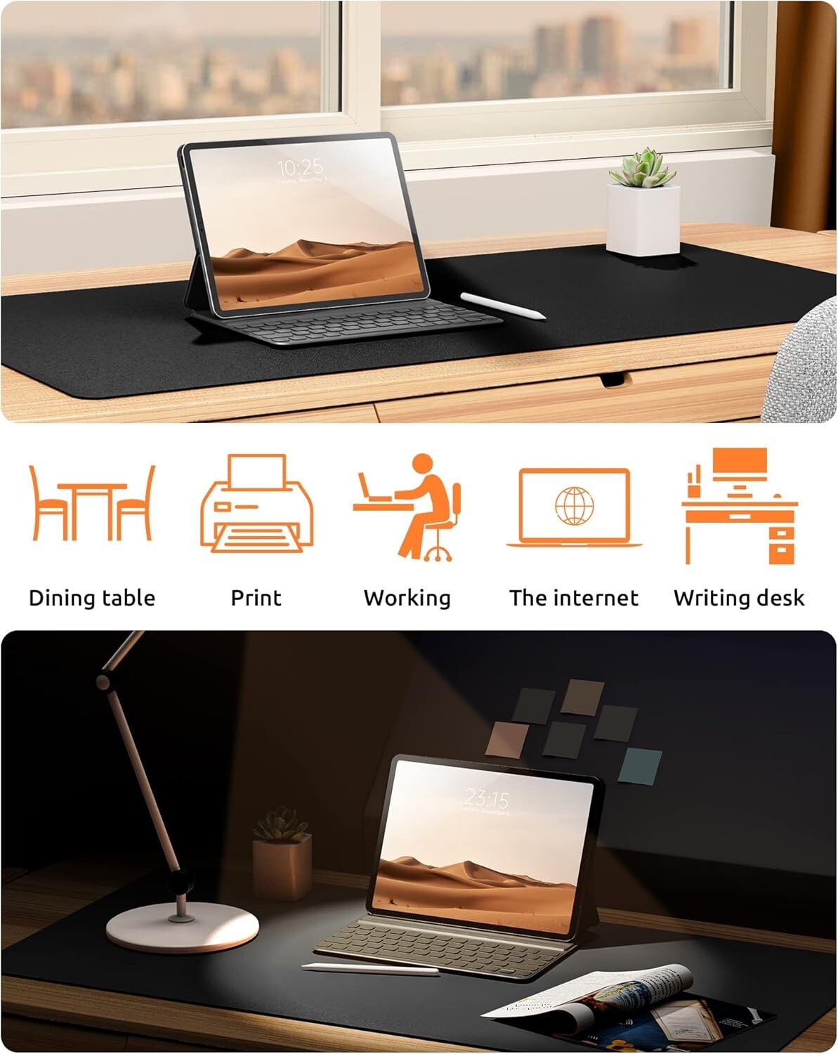 YSAGi PU Leather Desk Mat, Large Mouse Mat, Non-Slip Desk Pad Desk Protector Mat