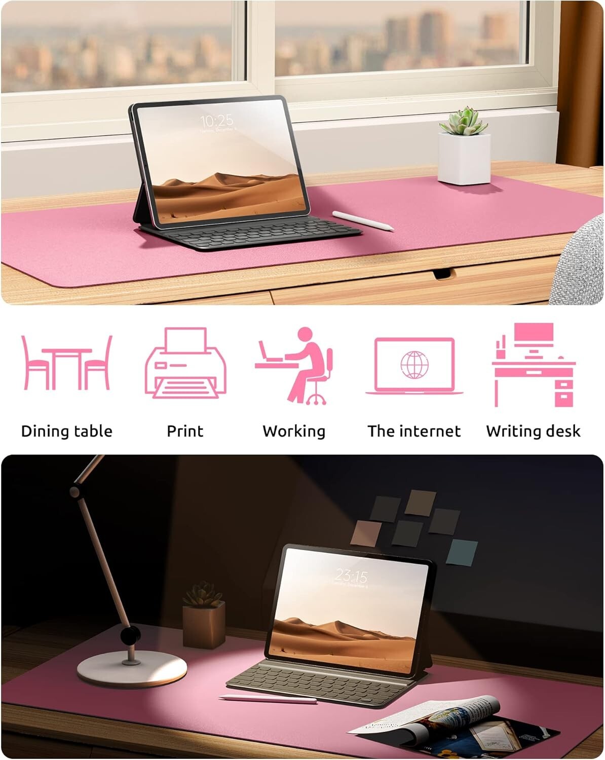 YSAGi PU Leather Desk Mat, Large Mouse Mat, Non-Slip Desk Pad Desk Protector Mat