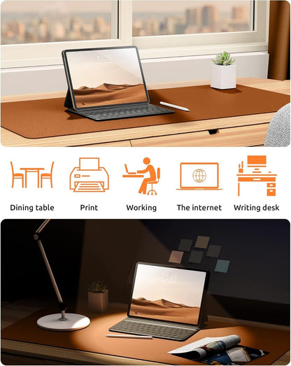 YSAGi PU Leather Desk Mat, Large Mouse Mat, Non-Slip Desk Pad Desk Protector Mat