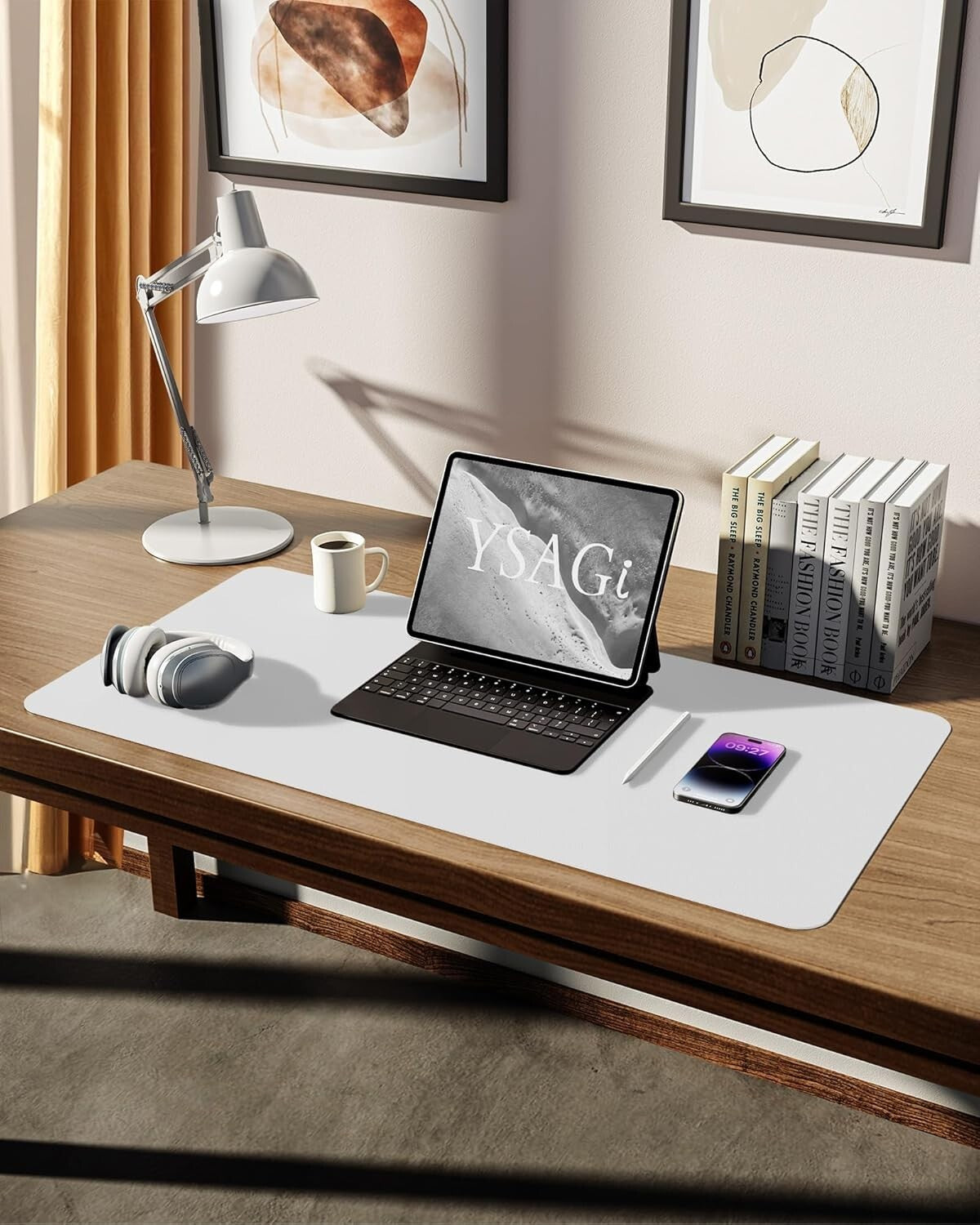 YSAGi PU Leather Desk Mat, Large Mouse Mat, Non-Slip Desk Pad Desk Protector Mat