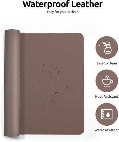 YSAGi PU Leather Desk Mat, Large Mouse Mat, Non-Slip Desk Pad Desk Protector Mat