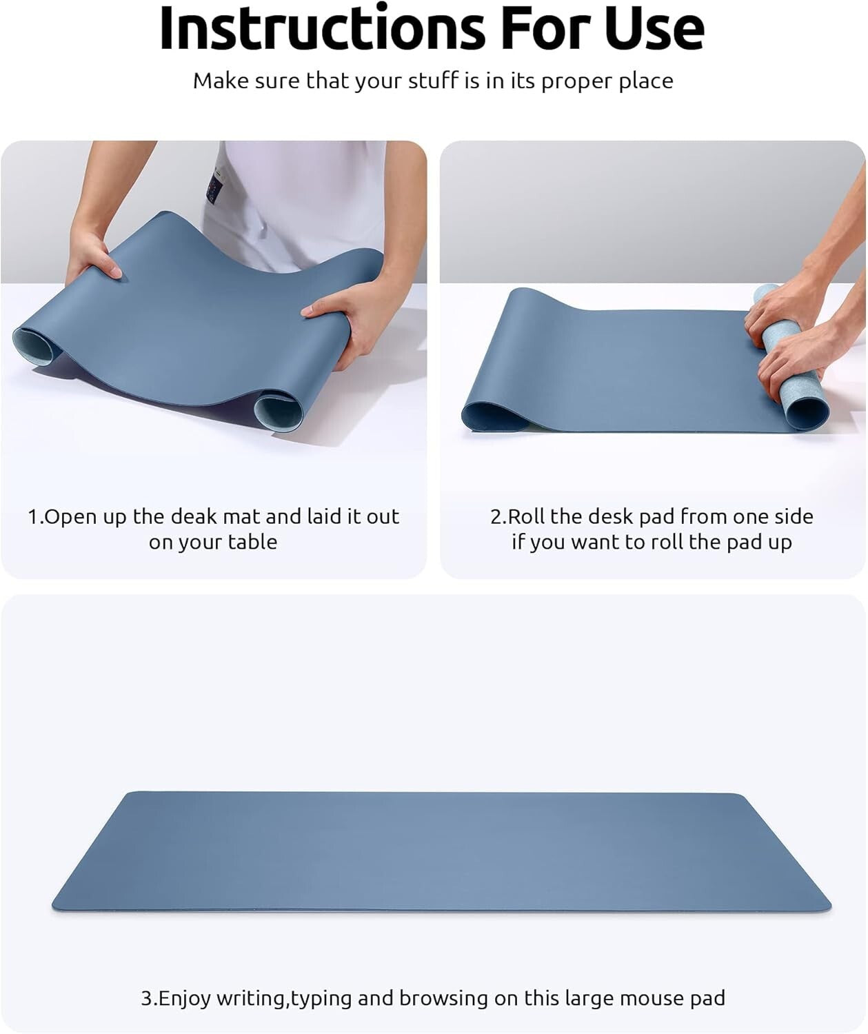 YSAGi PU Leather Desk Mat, Large Mouse Mat, Non-Slip Desk Pad Desk Protector Mat