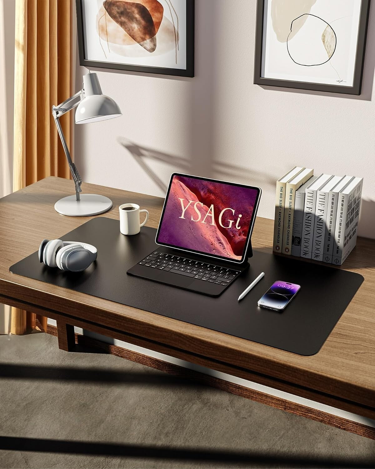YSAGi PU Leather Desk Mat, Large Mouse Mat, Non-Slip Desk Pad Desk Protector Mat