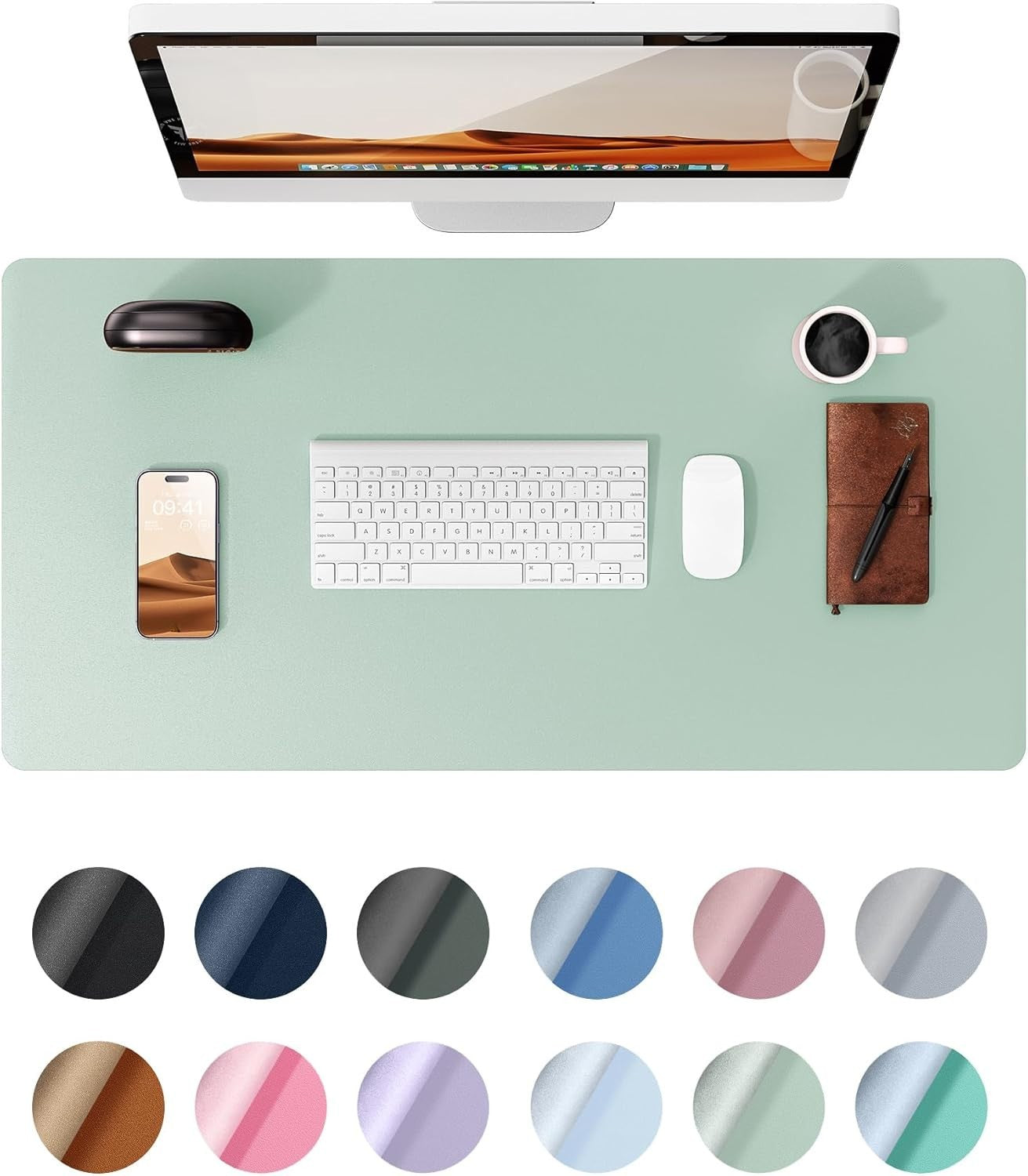 YSAGi PU Leather Desk Mat, Large Mouse Mat, Non-Slip Desk Pad Desk Protector Mat