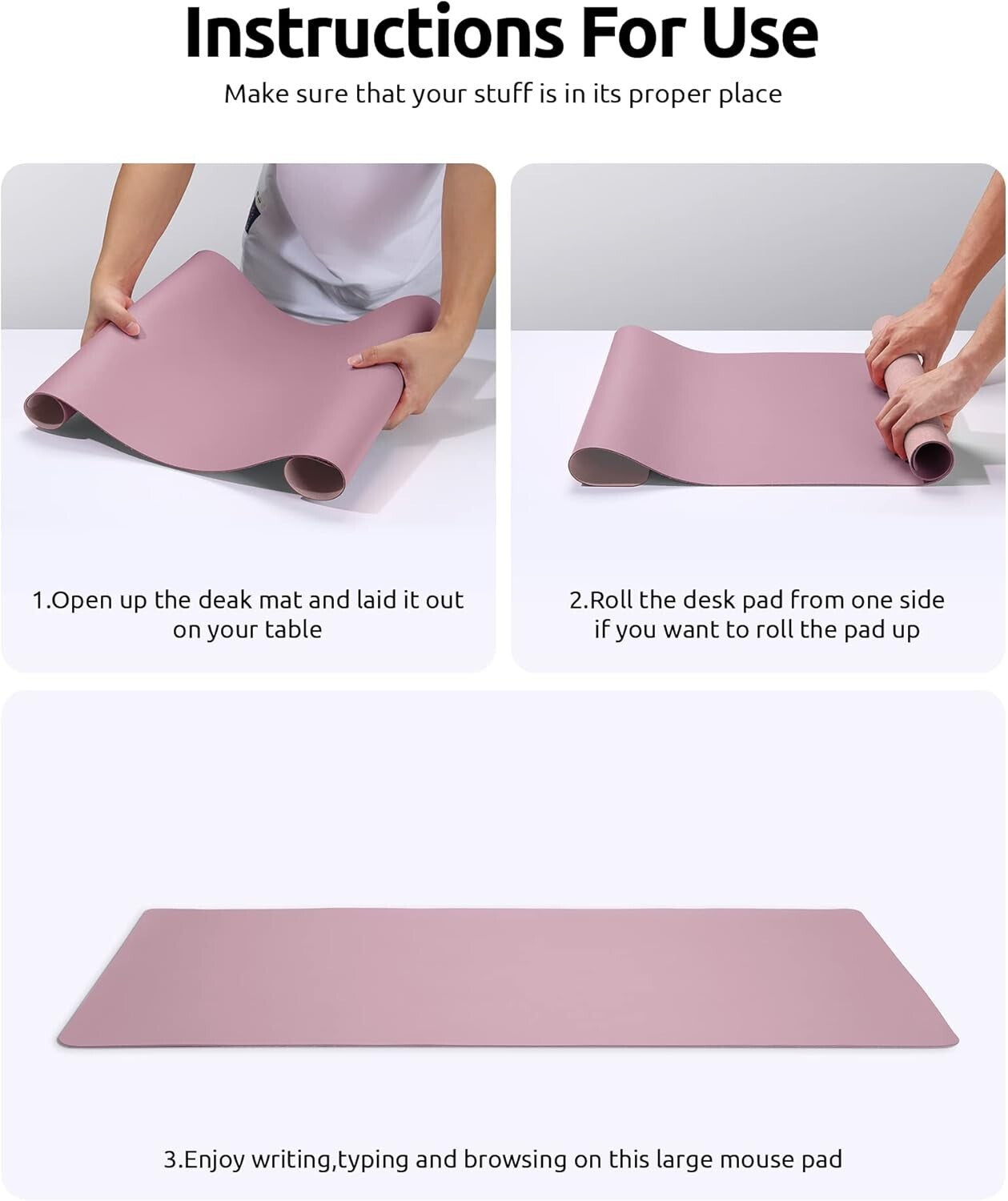 YSAGi PU Leather Desk Mat, Large Mouse Mat, Non-Slip Desk Pad Desk Protector Mat