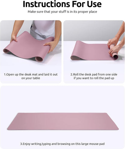 YSAGi PU Leather Desk Mat, Large Mouse Mat, Non-Slip Desk Pad Desk Protector Mat