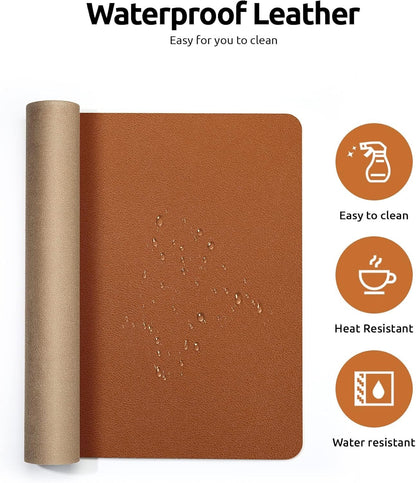 YSAGi PU Leather Desk Mat, Large Mouse Mat, Non-Slip Desk Pad Desk Protector Mat