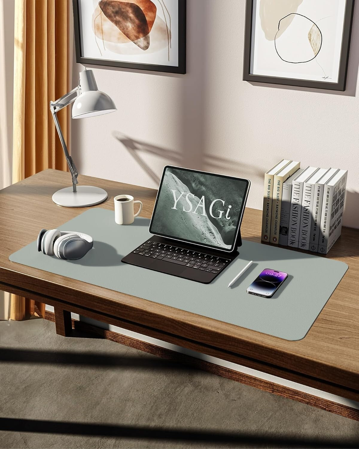 YSAGi PU Leather Desk Mat, Large Mouse Mat, Non-Slip Desk Pad Desk Protector Mat