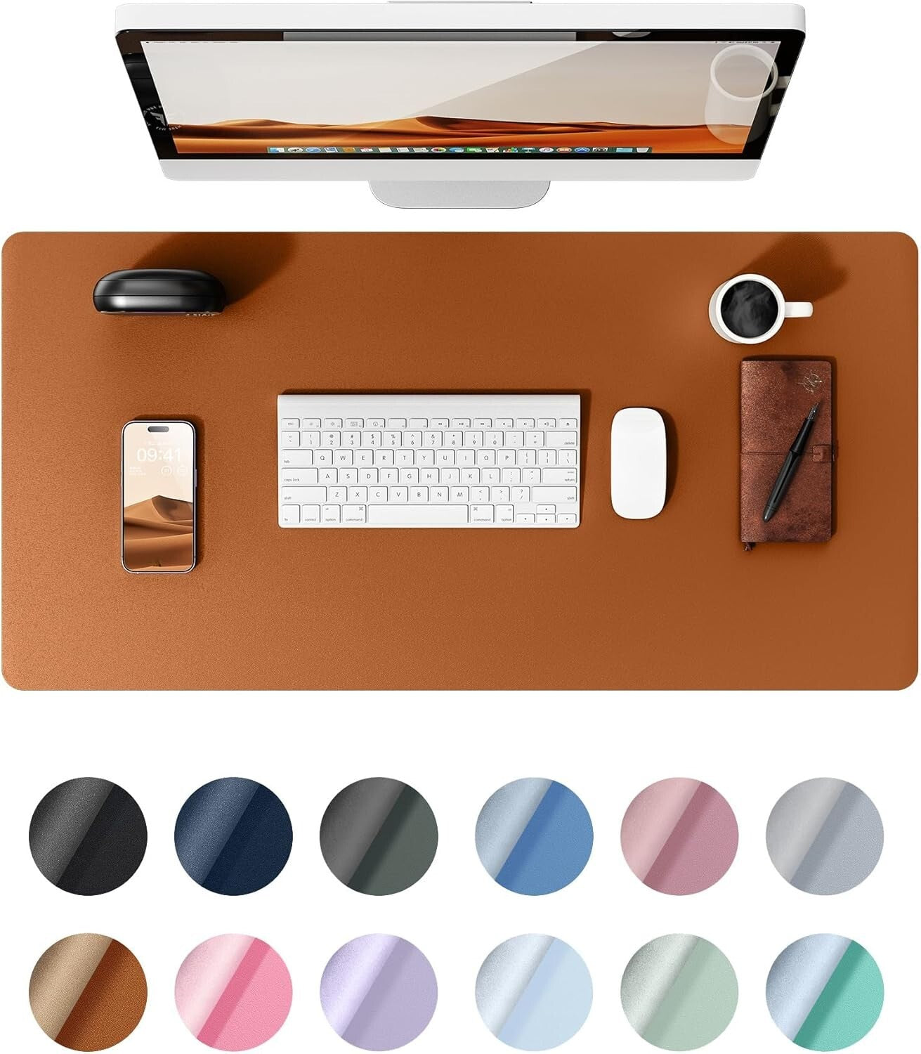 YSAGi PU Leather Desk Mat, Large Mouse Mat, Non-Slip Desk Pad Desk Protector Mat