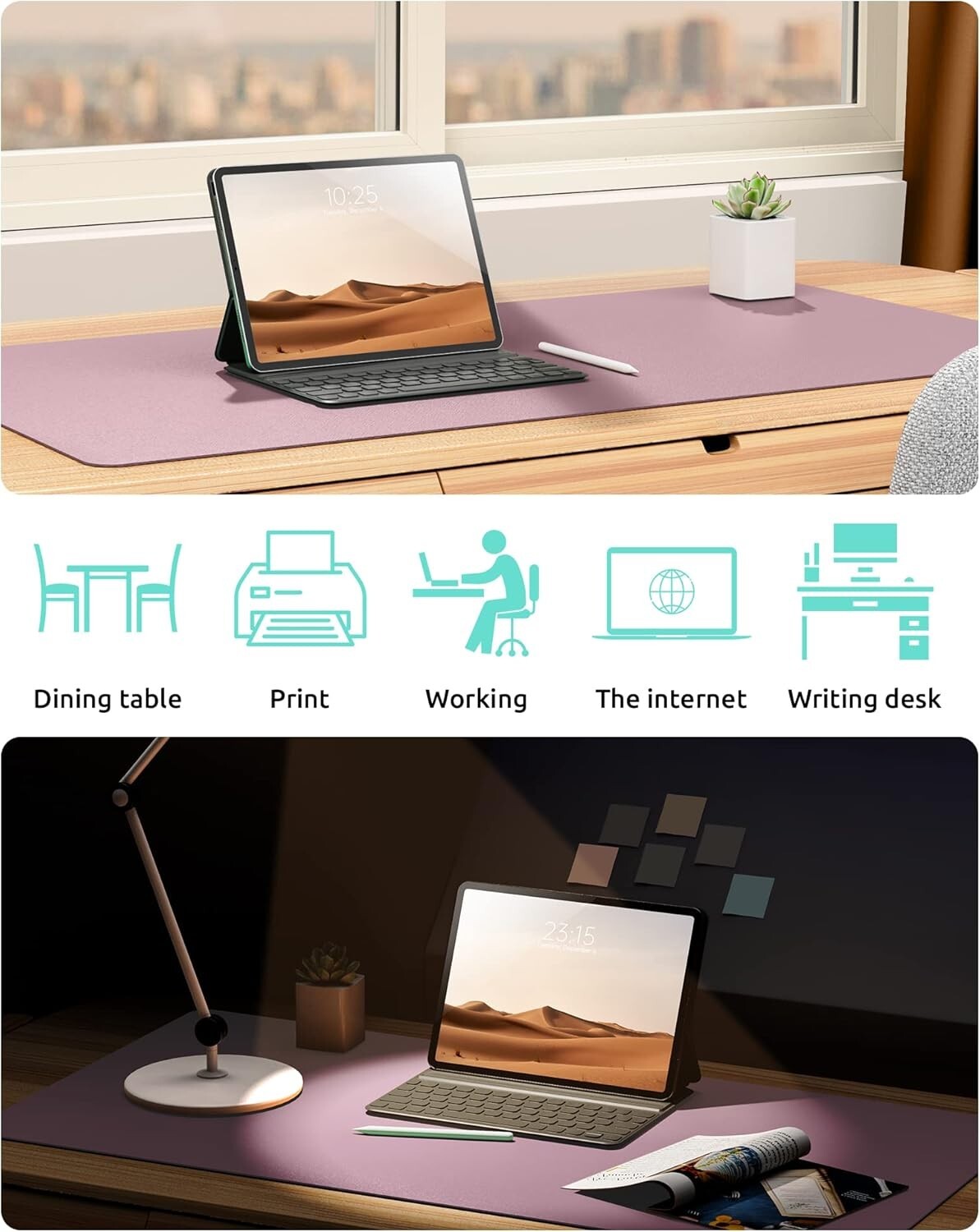 YSAGi PU Leather Desk Mat, Large Mouse Mat, Non-Slip Desk Pad Desk Protector Mat