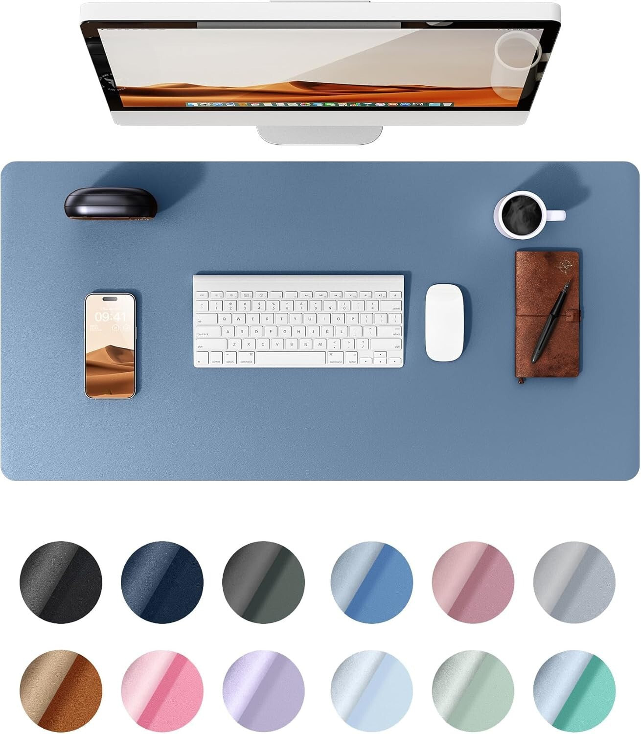 YSAGi PU Leather Desk Mat, Large Mouse Mat, Non-Slip Desk Pad Desk Protector Mat