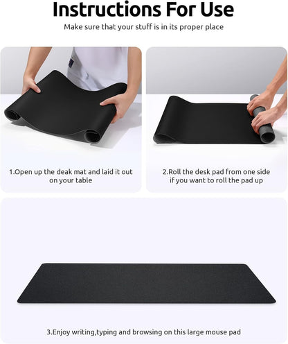 YSAGi PU Leather Desk Mat, Large Mouse Mat, Non-Slip Desk Pad Desk Protector Mat