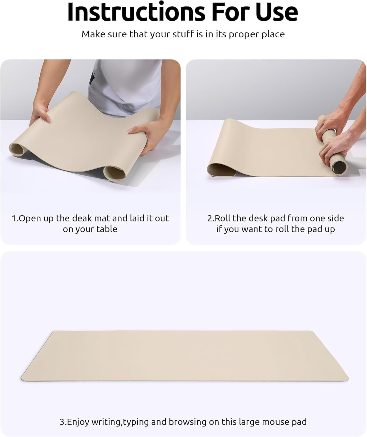 YSAGi PU Leather Desk Mat, Large Mouse Mat, Non-Slip Desk Pad Desk Protector Mat