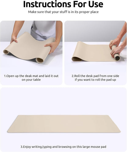 YSAGi PU Leather Desk Mat, Large Mouse Mat, Non-Slip Desk Pad Desk Protector Mat