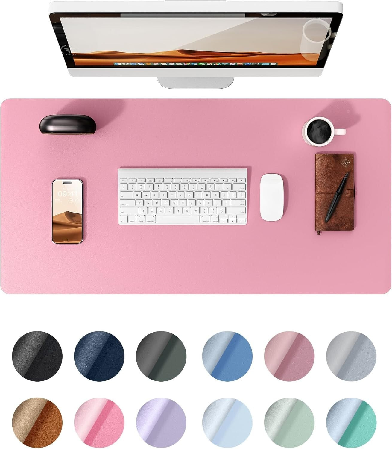 YSAGi PU Leather Desk Mat, Large Mouse Mat, Non-Slip Desk Pad Desk Protector Mat