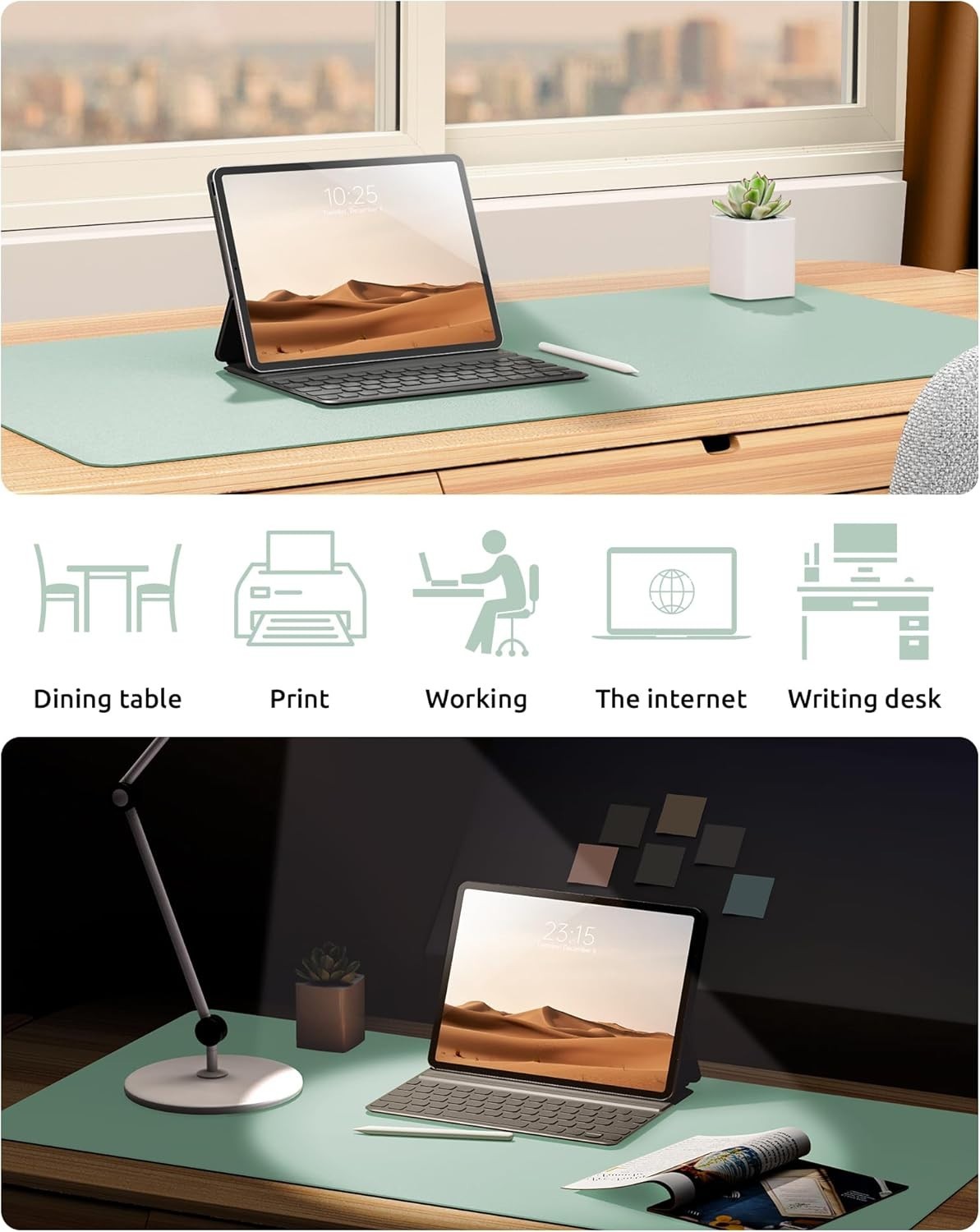 YSAGi PU Leather Desk Mat, Large Mouse Mat, Non-Slip Desk Pad Desk Protector Mat