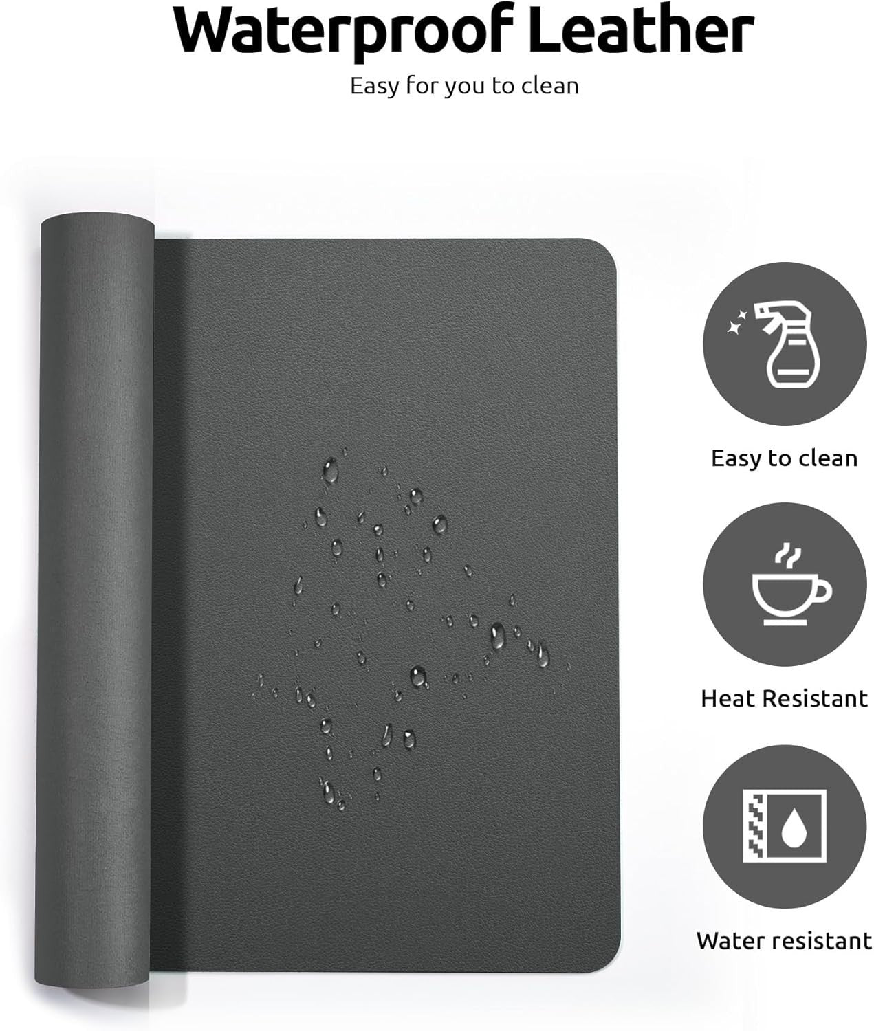 YSAGi PU Leather Desk Mat, Large Mouse Mat, Non-Slip Desk Pad Desk Protector Mat