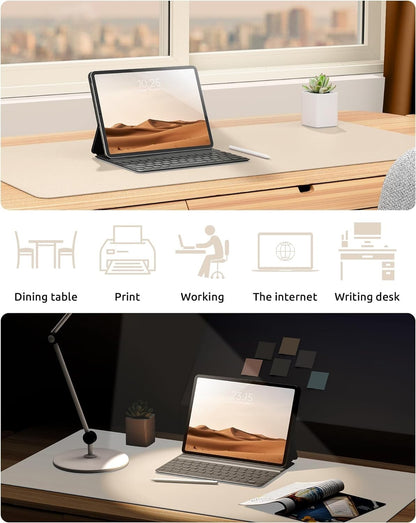 YSAGi PU Leather Desk Mat, Large Mouse Mat, Non-Slip Desk Pad Desk Protector Mat