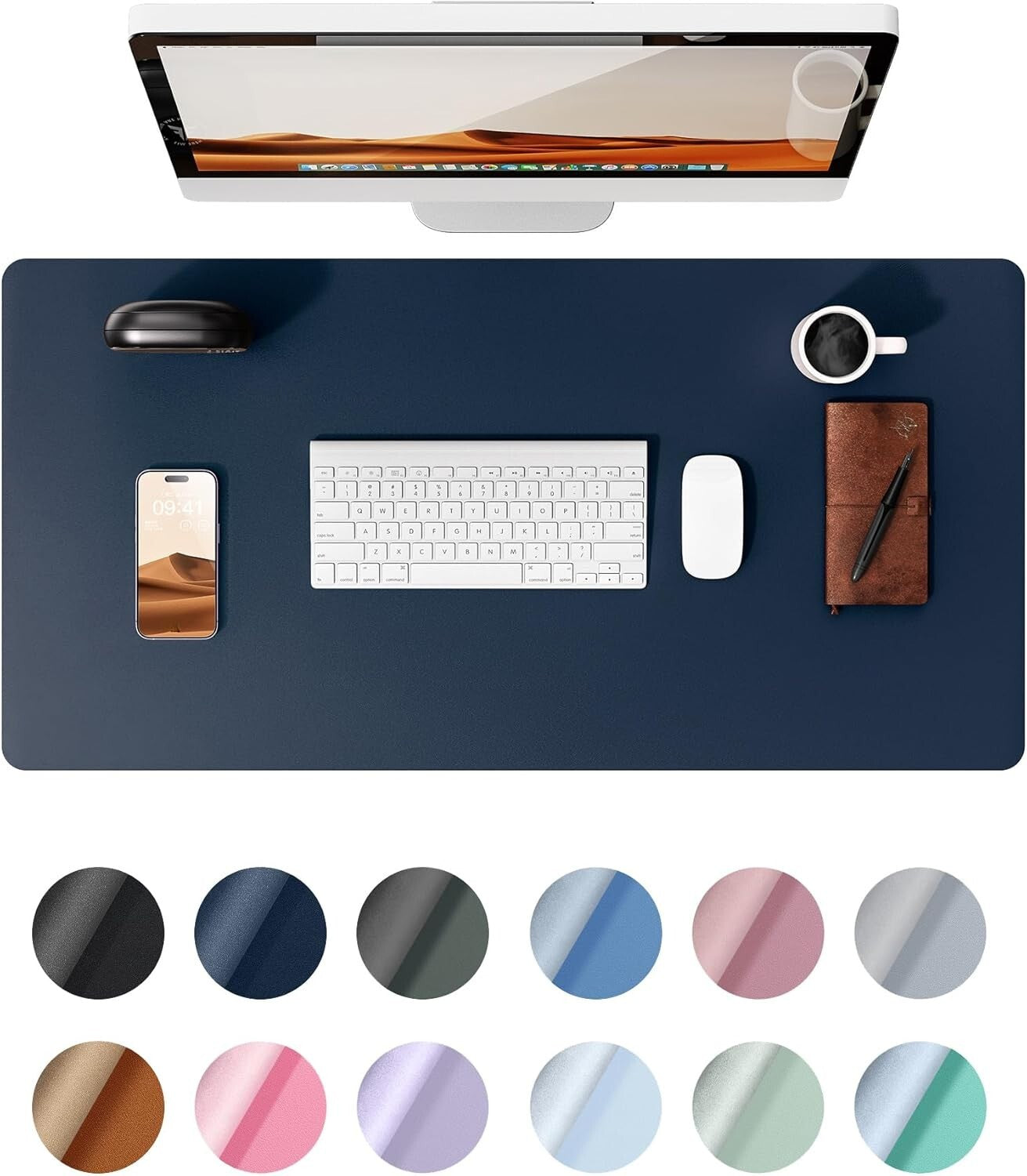 YSAGi PU Leather Desk Mat, Large Mouse Mat, Non-Slip Desk Pad Desk Protector Mat