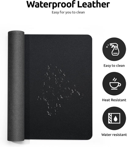 YSAGi PU Leather Desk Mat, Large Mouse Mat, Non-Slip Desk Pad Desk Protector Mat