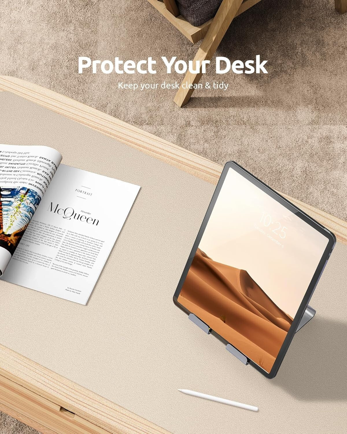 YSAGi PU Leather Desk Mat, Large Mouse Mat, Non-Slip Desk Pad Desk Protector Mat
