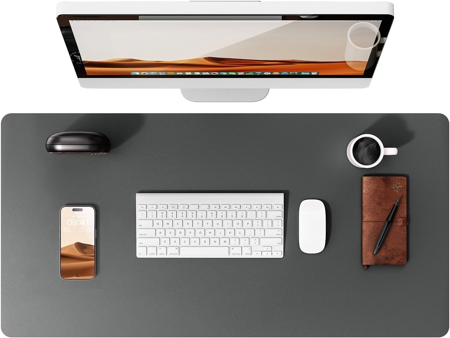 YSAGi PU Leather Desk Mat, Large Mouse Mat, Non-Slip Desk Pad Desk Protector Mat