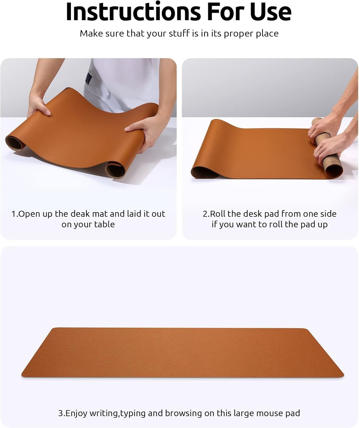 YSAGi PU Leather Desk Mat, Large Mouse Mat, Non-Slip Desk Pad Desk Protector Mat