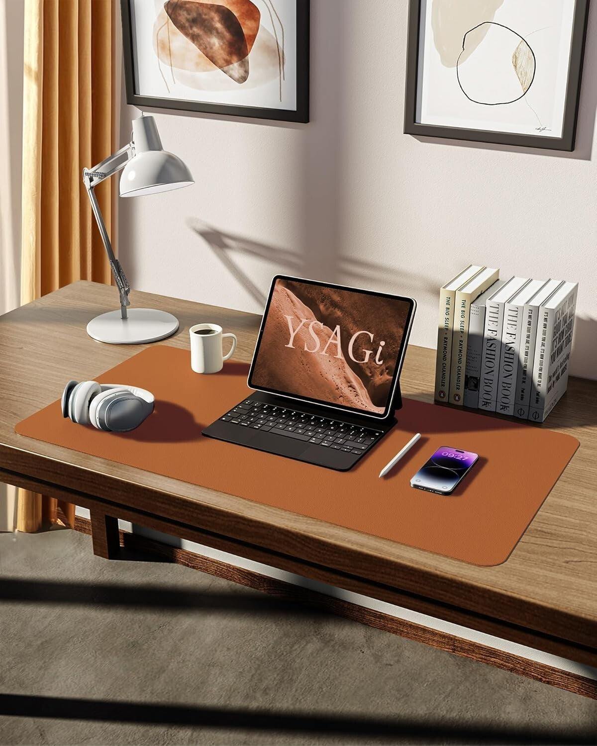 YSAGi PU Leather Desk Mat, Large Mouse Mat, Non-Slip Desk Pad Desk Protector Mat