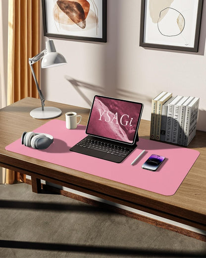 YSAGi PU Leather Desk Mat, Large Mouse Mat, Non-Slip Desk Pad Desk Protector Mat