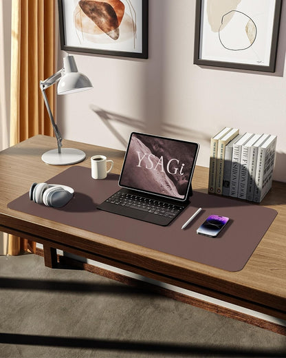 YSAGi PU Leather Desk Mat, Large Mouse Mat, Non-Slip Desk Pad Desk Protector Mat