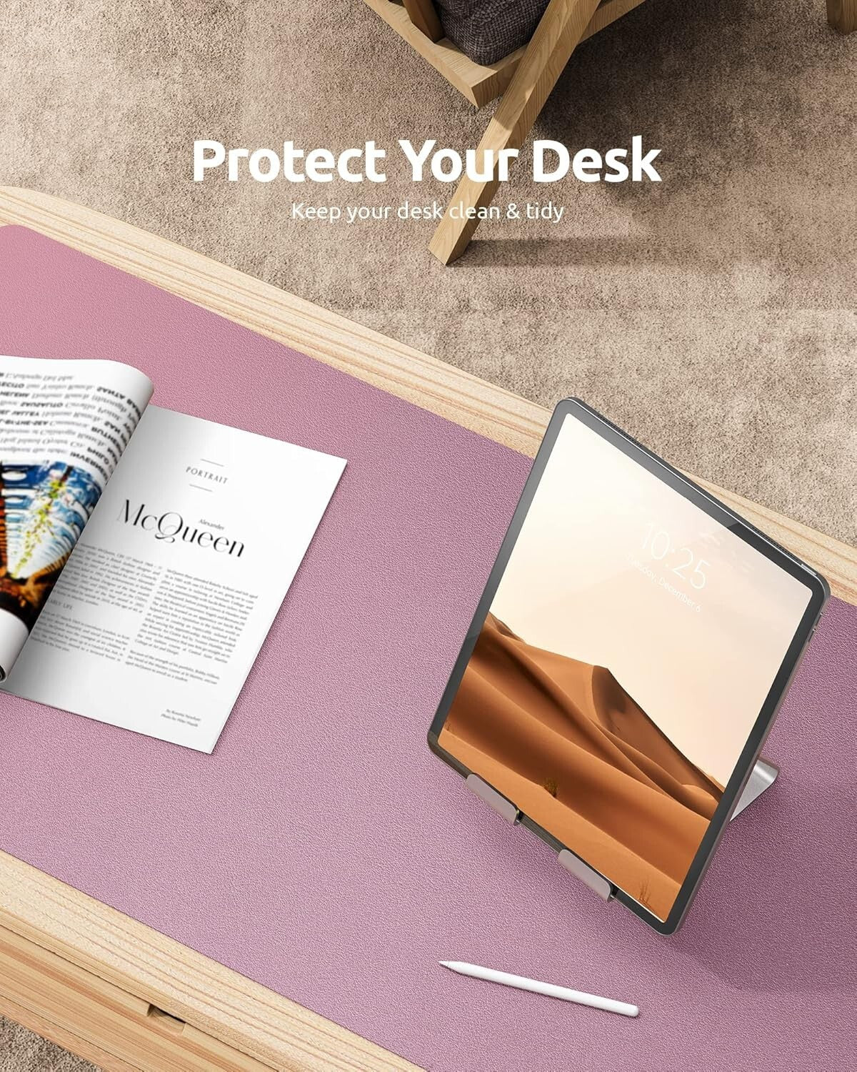 YSAGi PU Leather Desk Mat, Large Mouse Mat, Non-Slip Desk Pad Desk Protector Mat