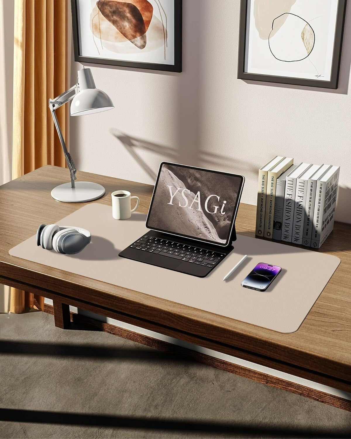 YSAGi PU Leather Desk Mat, Large Mouse Mat, Non-Slip Desk Pad Desk Protector Mat
