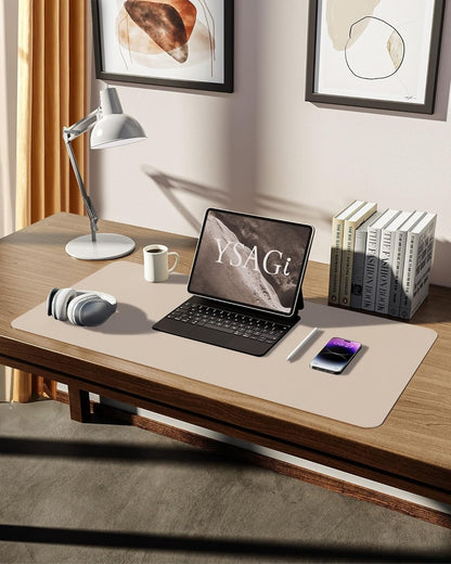 YSAGi PU Leather Desk Mat, Large Mouse Mat, Non-Slip Desk Pad Desk Protector Mat