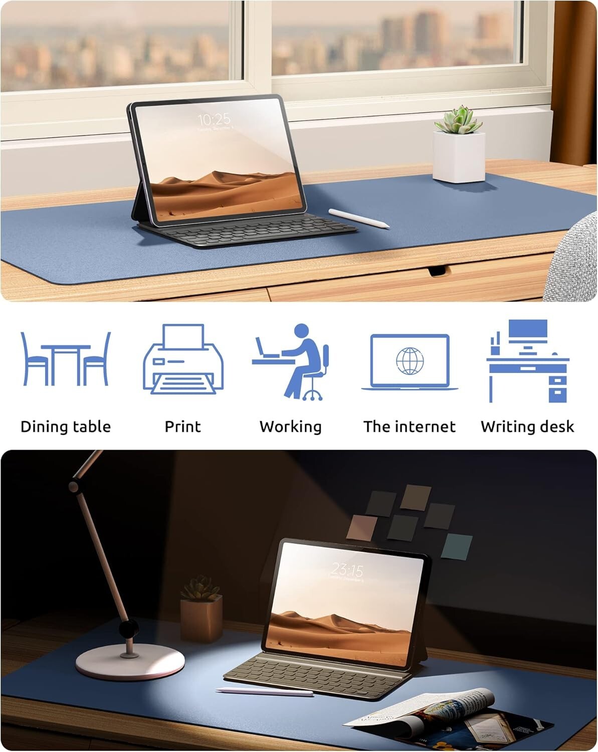 YSAGi PU Leather Desk Mat, Large Mouse Mat, Non-Slip Desk Pad Desk Protector Mat